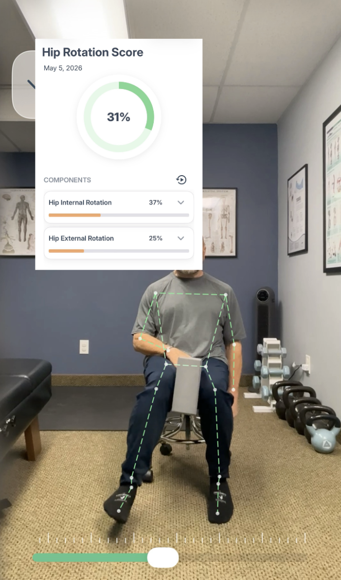Dr. Mitch performing a hip rotation assessment